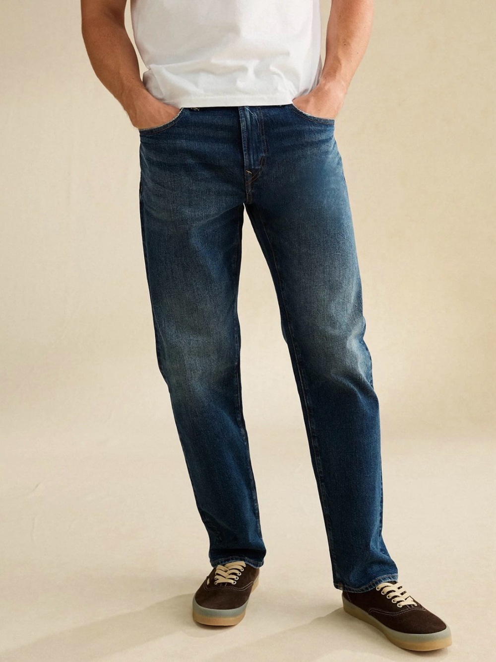 American Eagle Men's Size 33 X 35 Dark Blue Airflex Straight Denim Jeans